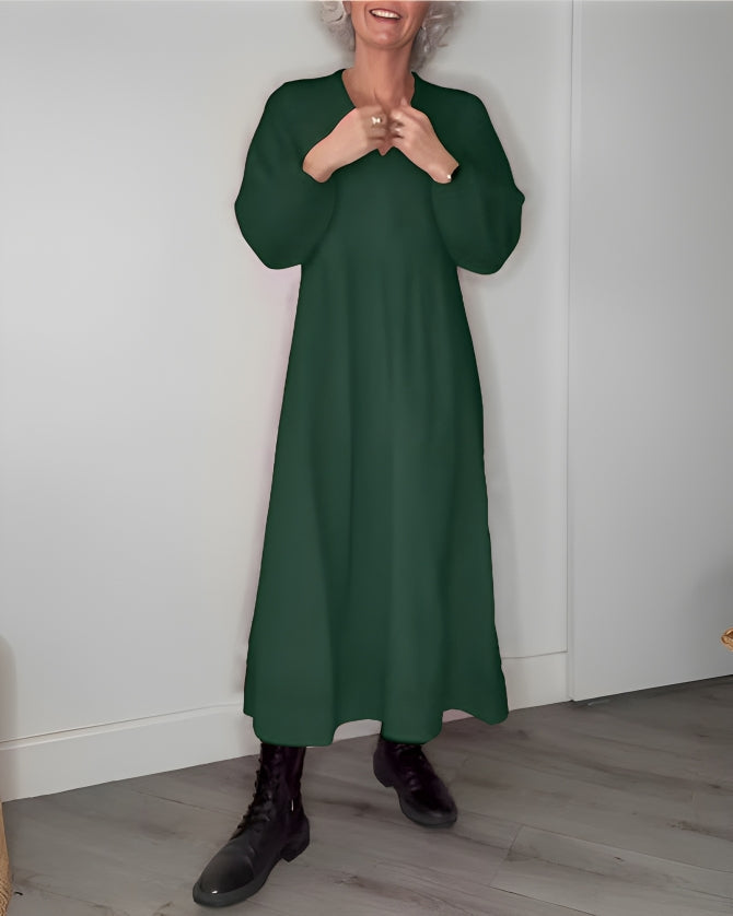 Gerda™ | Afslankende Lange Jurk Met V-Hals
