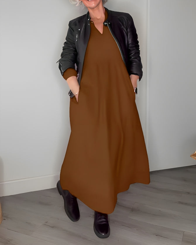 Gerda™ | Afslankende Lange Jurk Met V-Hals