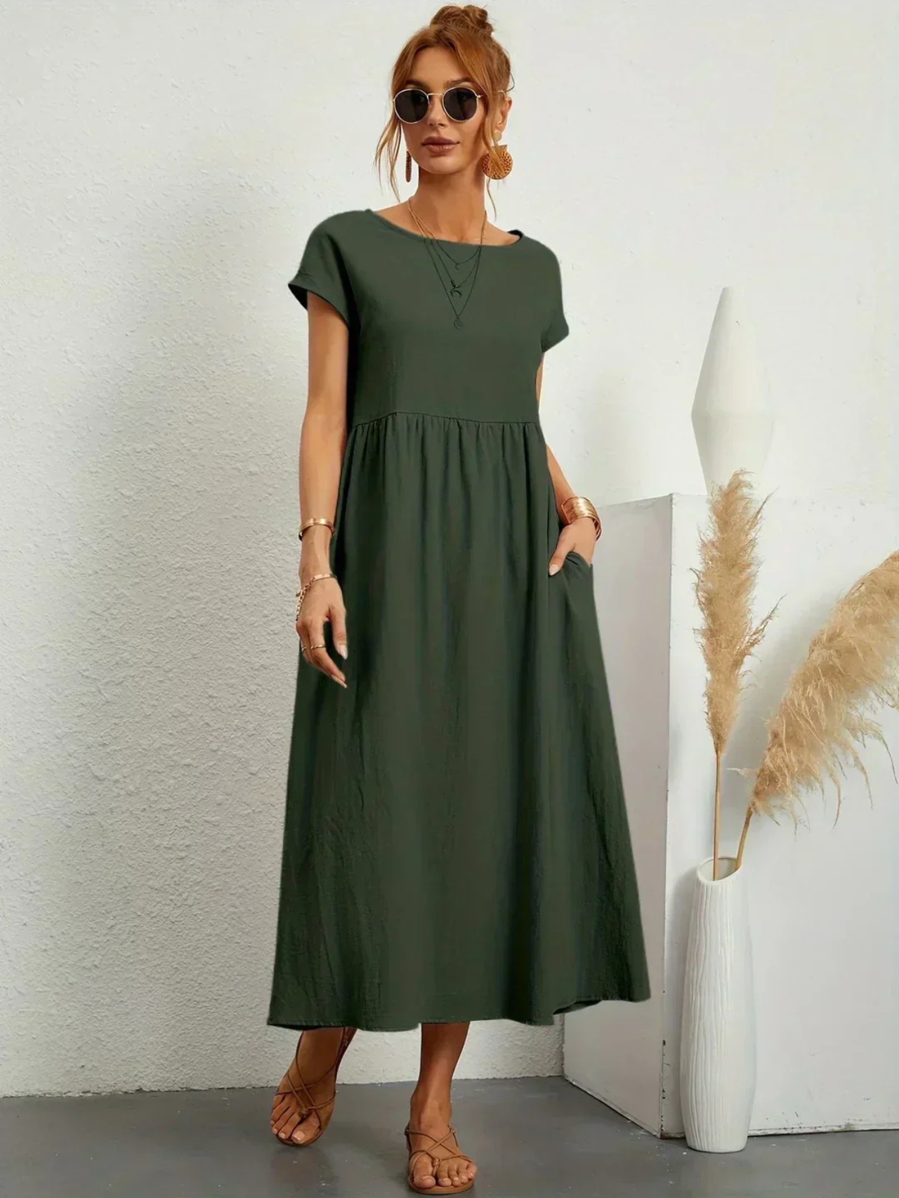 Marianne™ | Elegante ronde hals jurk
