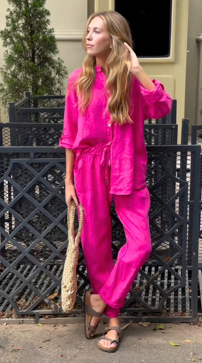 Marjan™ | Elegante tweedelige linnen shirt en broek set
