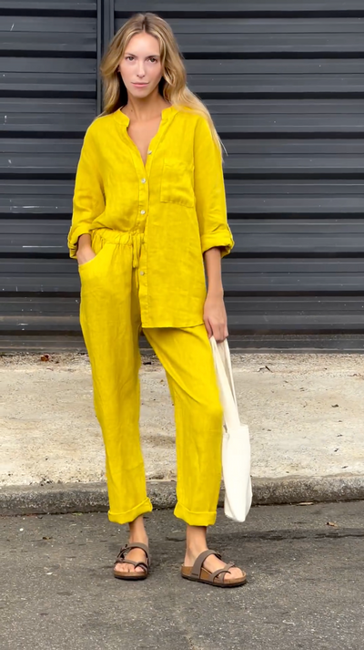 Marjan™ | Elegante tweedelige linnen shirt en broek set